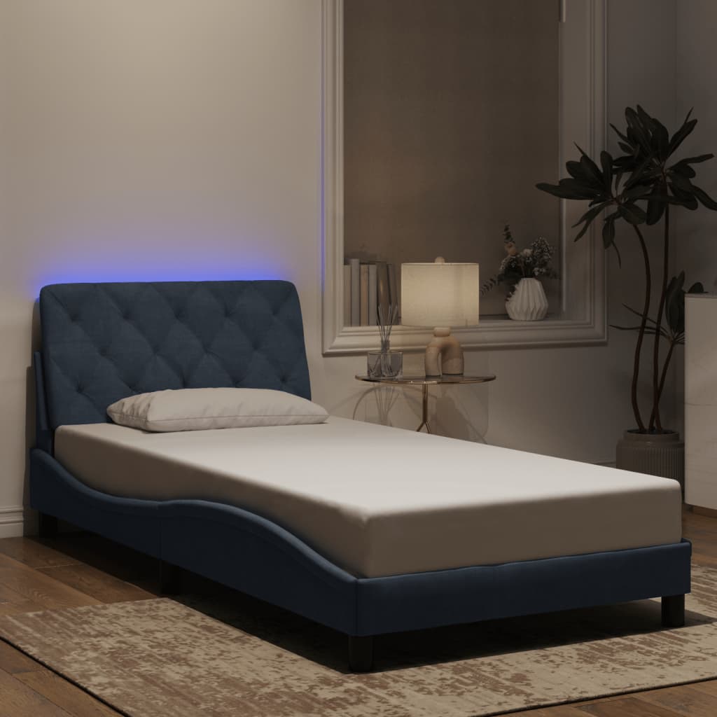 Bedframe met LED zonder matras fluweel donkergrijs 100x203 cm