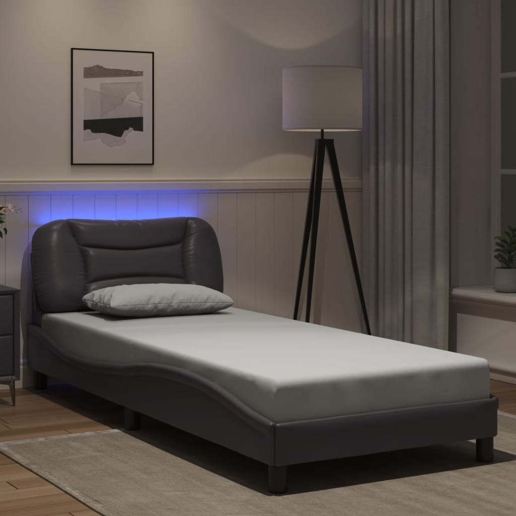 vidaXL sengeramme med LED uden madras Hvar 80x200 cm grå