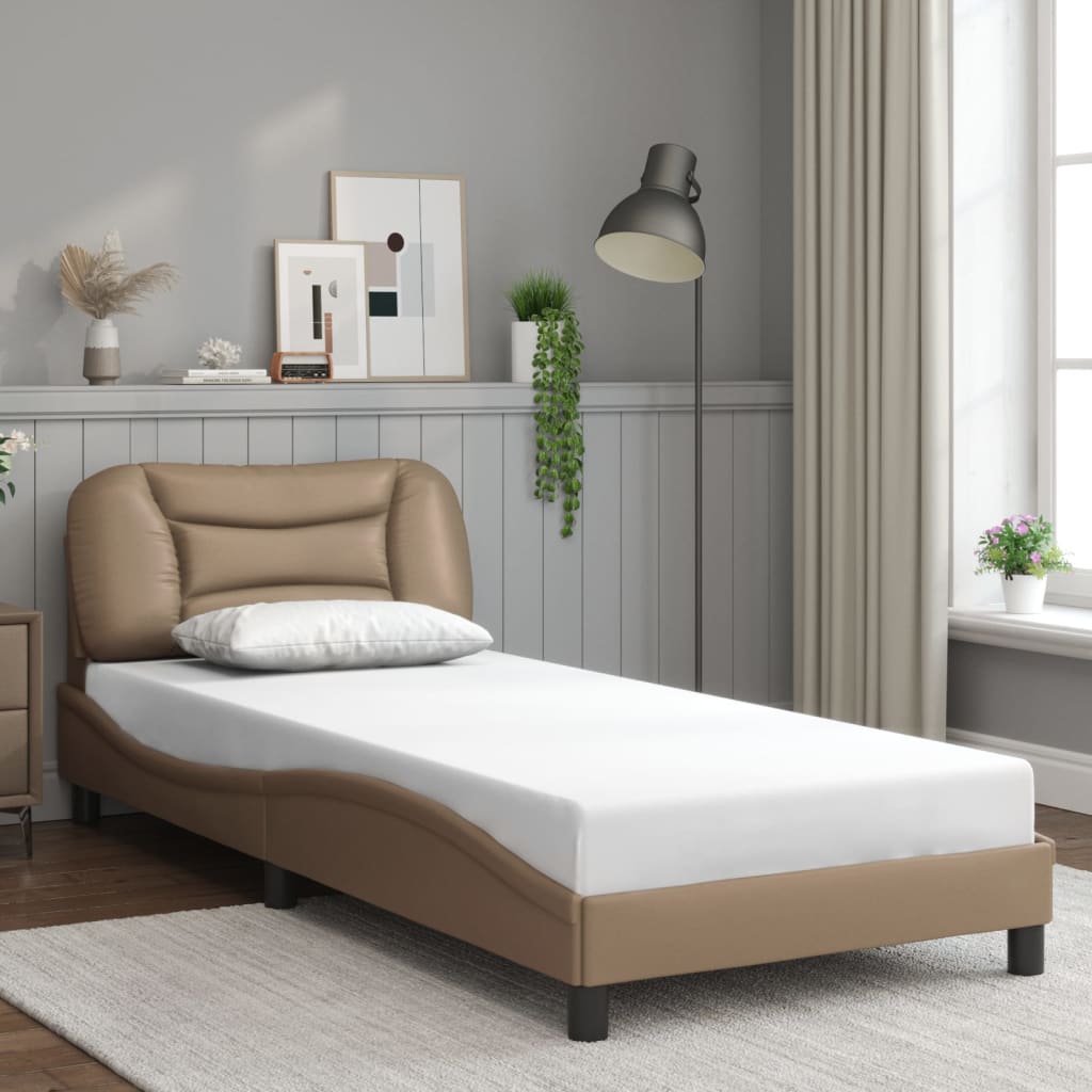 vidaXL Bedframe met LED zonder matras "Hvar" cappuccino 90x190 cm bruin, foto 2