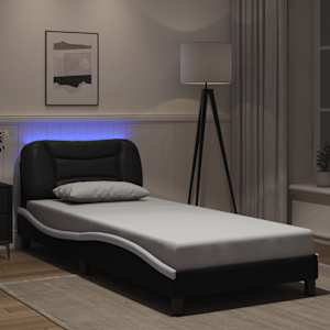 Rám postele s LED bez matrace Hvar černý a bílý 90x190 cm - obrázek 1