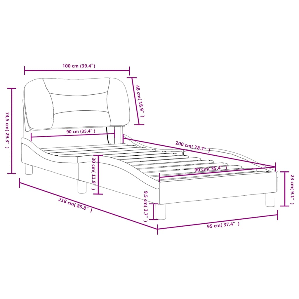 Rám postele s LED bez matrace Hvar černý 90 x 200 cm - obrázek 16