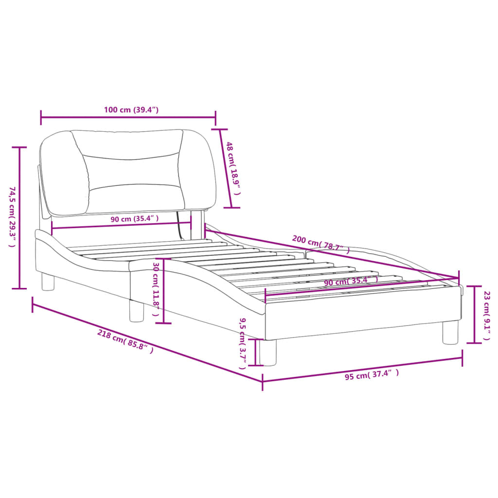 Rám postele s LED bez matrace Hvar šedý 90 x 200 cm - obrázek 16