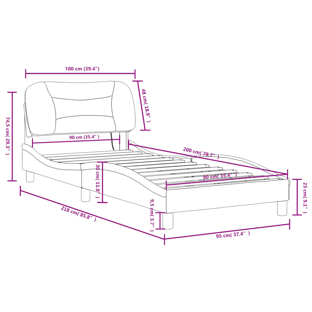 Rám postele s LED bez matrace Hvar černý a bílý 90x200 cm - obrázek 17