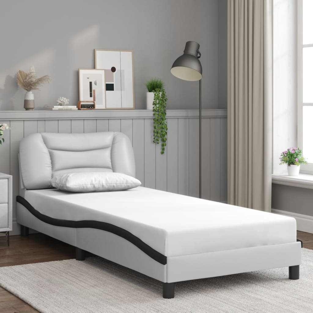 vidaXL Bedframe met LED zonder matras "Hvar" wit en zwart 90x200 cm, foto 2