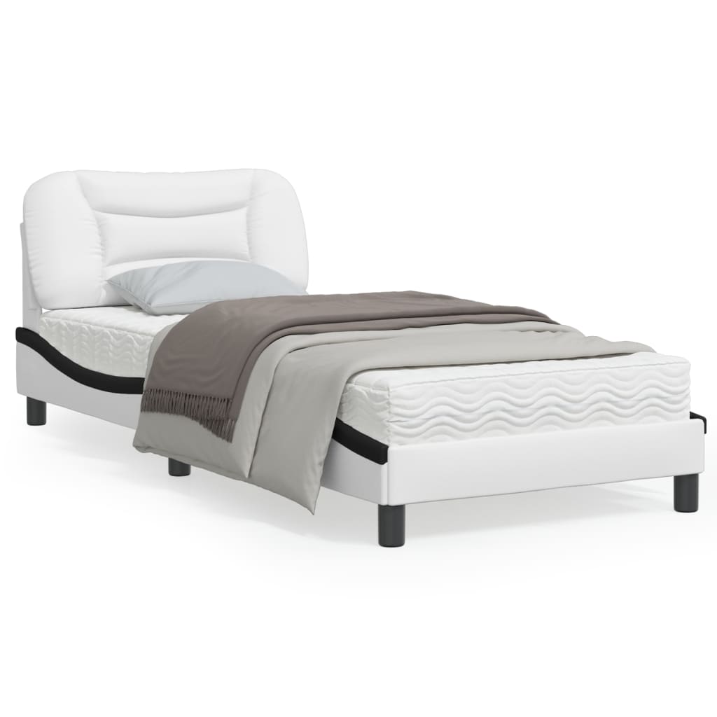 vidaXL Cadre de lit avec lumières LED blanc noir 90x200 cm similicuir