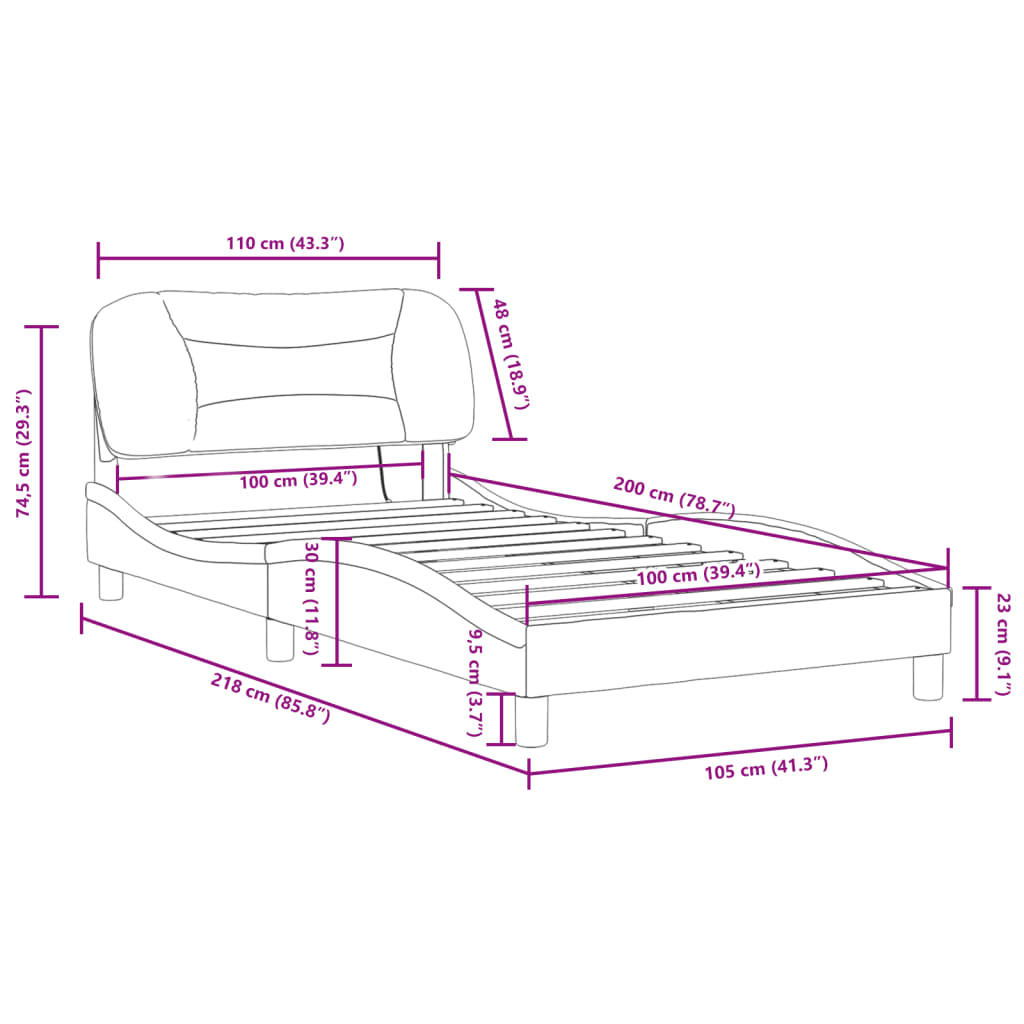 Rám postele s LED bez matrace Hvar černý 100 x 200 cm - obrázek 16