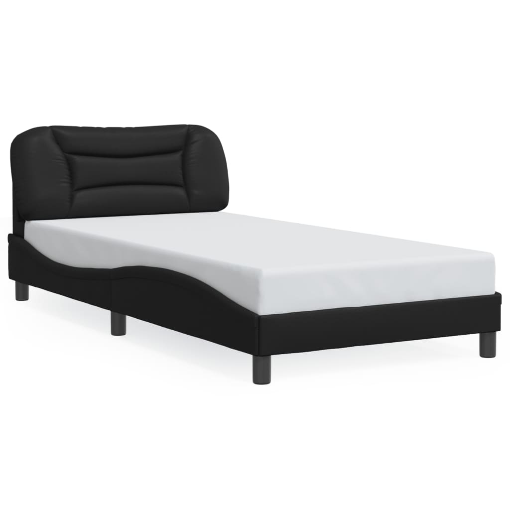 vidaXL Cadru de pat cu lumini LED, negru, 100x200 cm, piele ecologică