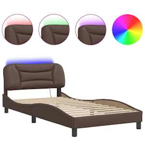 Rám postele s LED bez matrace Hvar hnědý 100 x 200 cm - obrázek 2