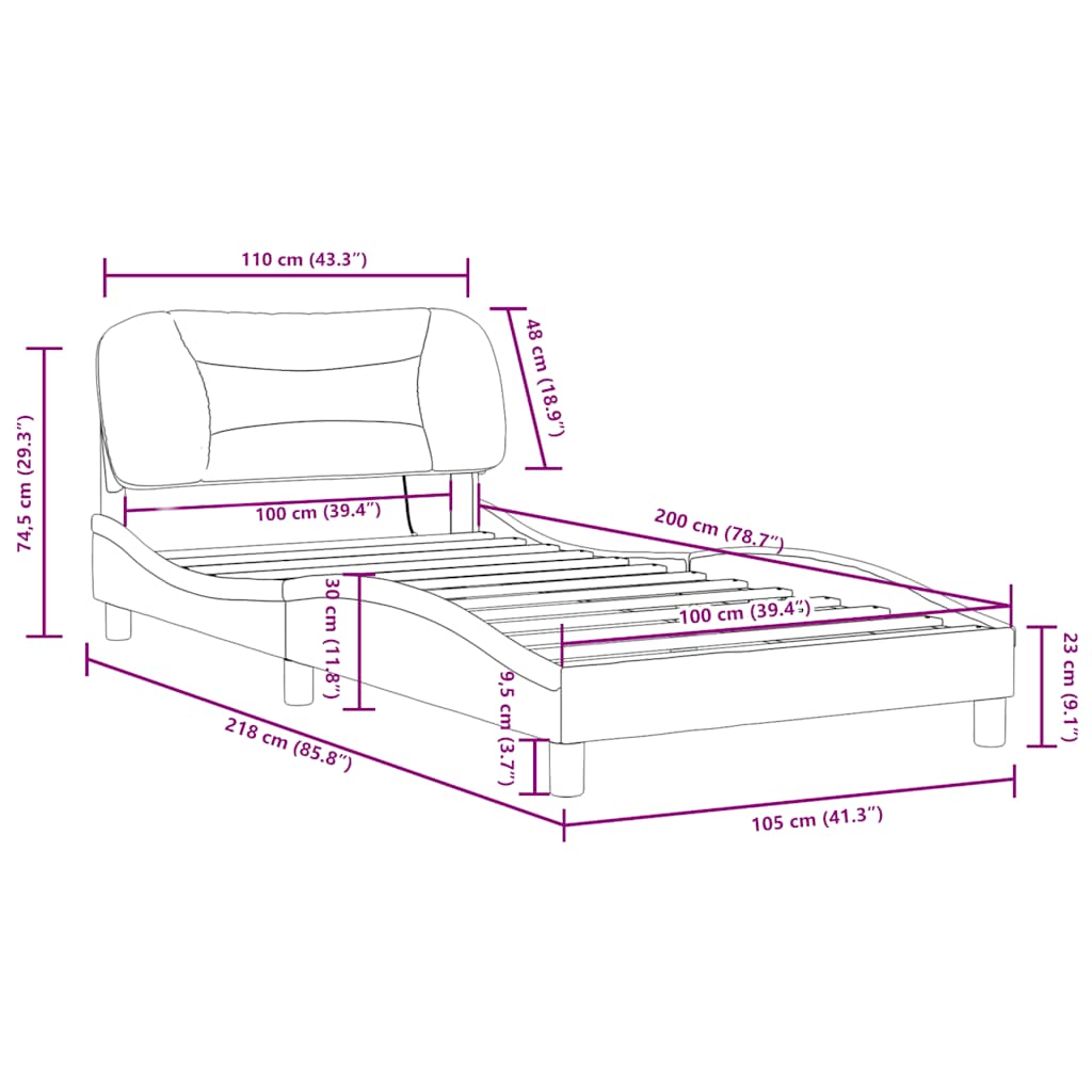Rám postele s LED bez matrace Hvar šedý 100 x 200 cm - obrázek 16