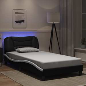 Rám postele s LED bez matrace Hvar černý a bílý 100x200 cm - obrázek 1