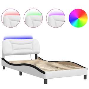 Rám postele s LED bez matrace Hvar bílý a černý 100x200 cm - obrázek 2
