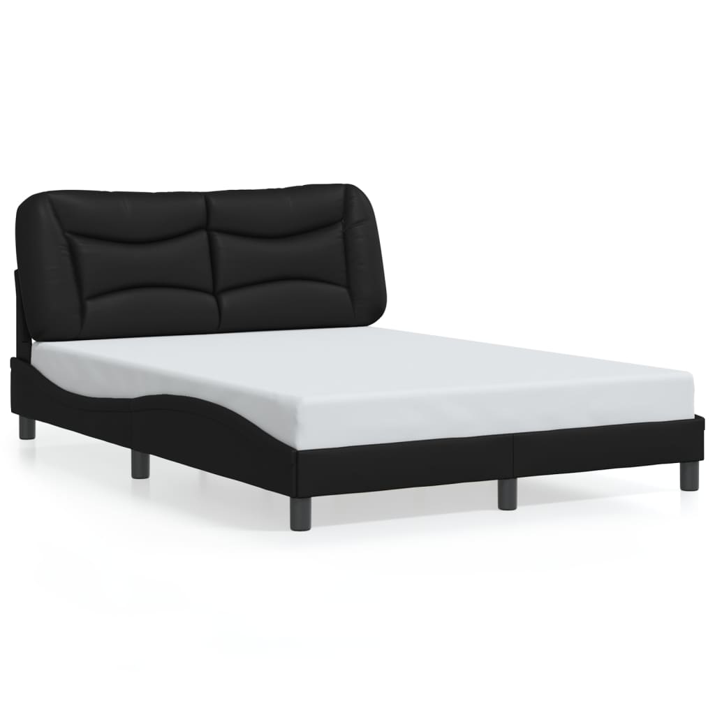 vidaXL Bett mit LED-Beleuchtung und Matratze Schwarz 120x200 cm