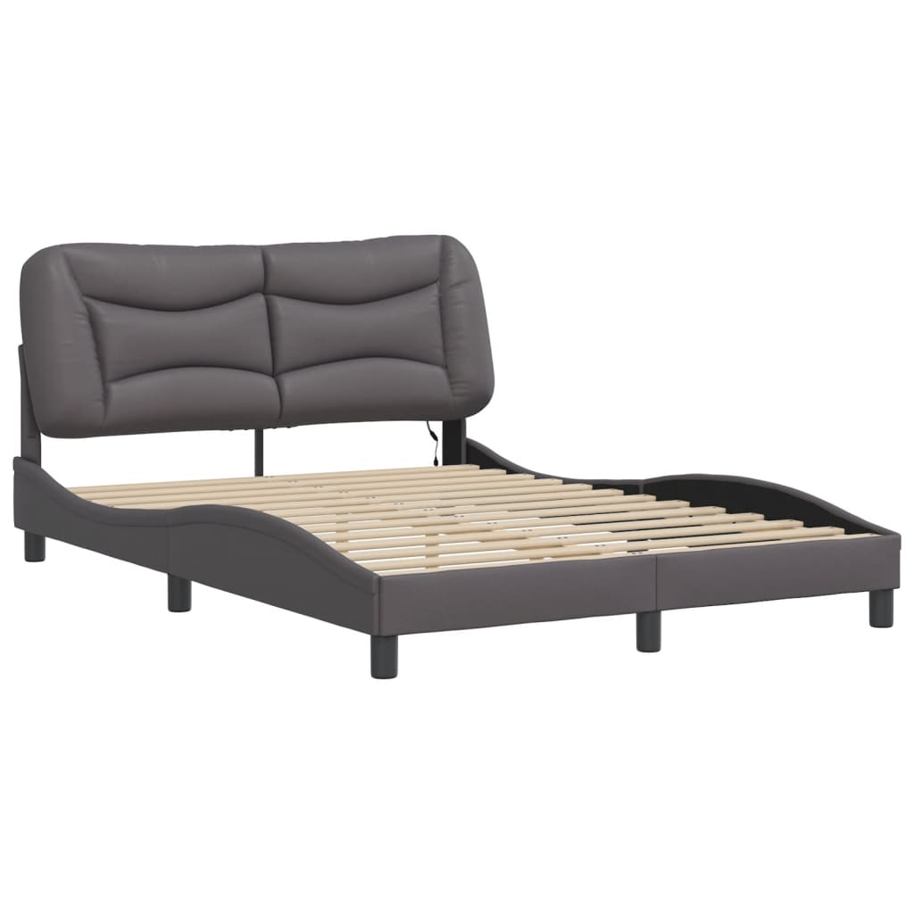 vidaXL Bedframe met LED zonder matras "Hvar" grijs 140x190 cm, foto 4