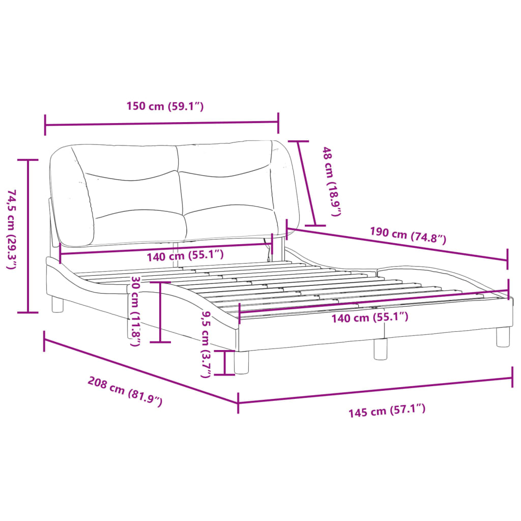 Rám postele s LED bez matrace Hvar šedý 140 x 190 cm - obrázek 16
