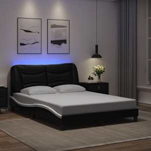 Rám postele s LED bez matrace Hvar černý a bílý 140x190 cm - obrázek 1