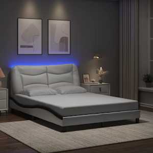 Rám postele s LED bez matrace Hvar bílý a černý 140x190 cm - obrázek 1