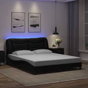 Posteljni okvir z LED brez vzmetnice Hvar črn 160x200 cm