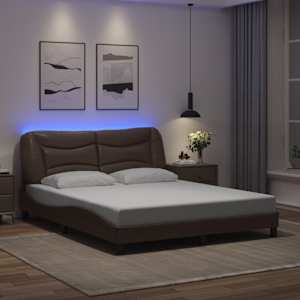 Rám postele s LED bez matrace Hvar hnědý 160 x 200 cm - obrázek 1