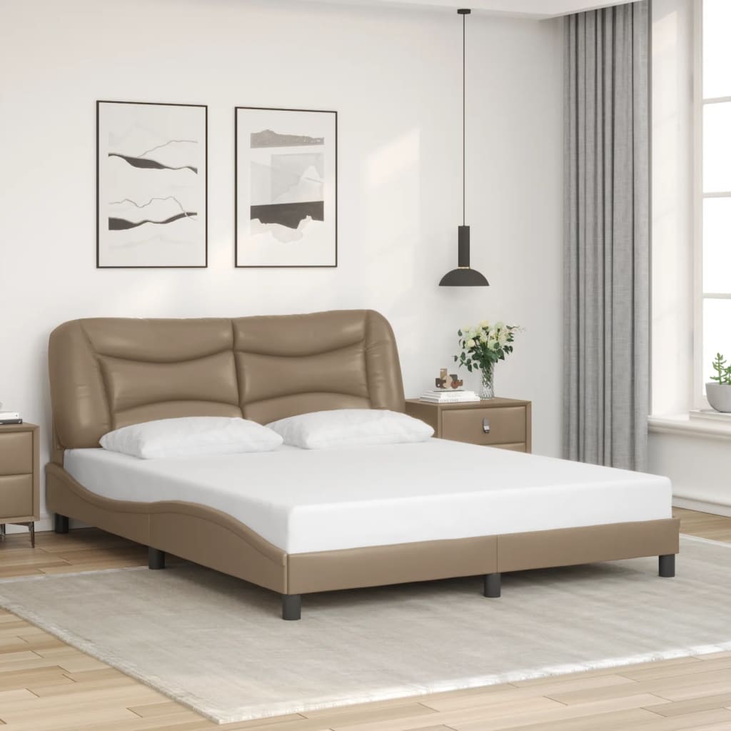 vidaXL Bedframe met LED zonder matras "Hvar" cappuccino 160x200 cm bruin, foto 2