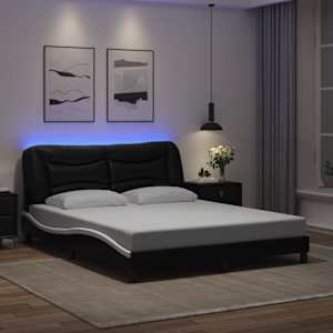 Rám postele s LED bez matrace Hvar černý a bílý 160x200 cm - obrázek 1