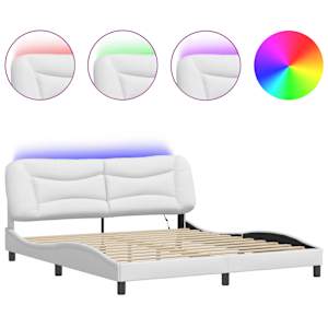 Rám postele s LED bez matrace Hvar bílý 180 x 200 cm - obrázek 2