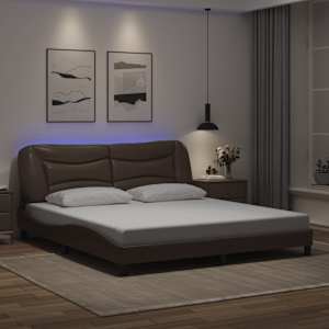 Rám postele s LED bez matrace Hvar hnědý 180 x 200 cm - obrázek 1