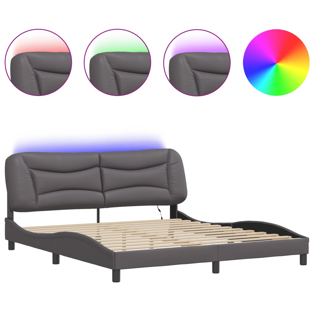 vidaXL Bedframe met LED zonder matras "Hvar" zwart 180x200 cm, foto 3