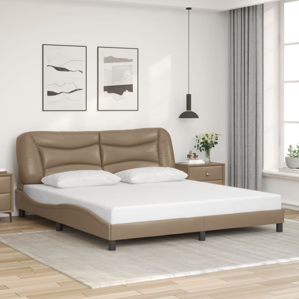 vidaXL Bedframe met LED zonder matras "Hvar" cappuccino 180x200 cm bruin, foto 2