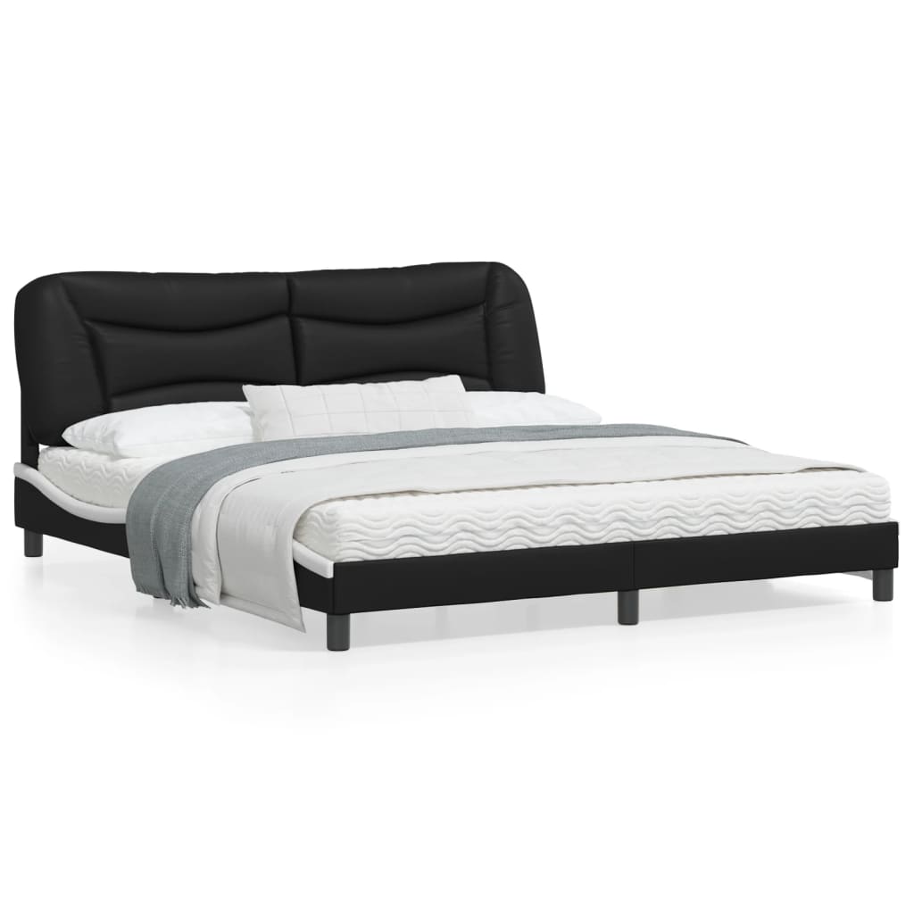 vidaXL Cadre de lit avec lumières LED noir blanc 180x200 cm similicuir