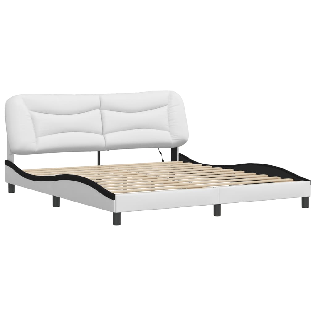 vidaXL Bedframe met LED zonder matras "Hvar" wit en zwart 180x200 cm, foto 4