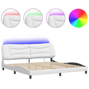 Rám postele s LED bez matrace Hvar bílý 200 x 200 cm - obrázek 2