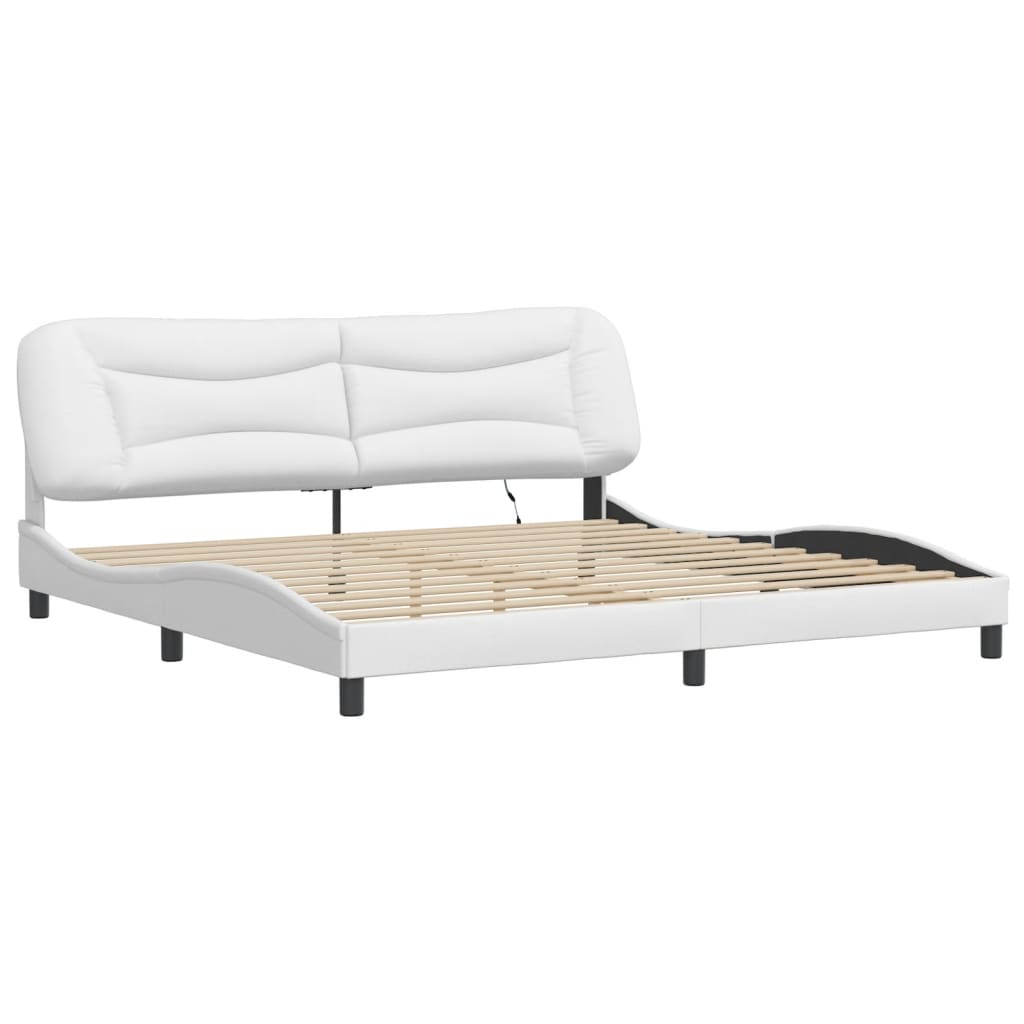 vidaXL Bedframe met LED zonder matras "Hvar" wit 200x200 cm, foto 4