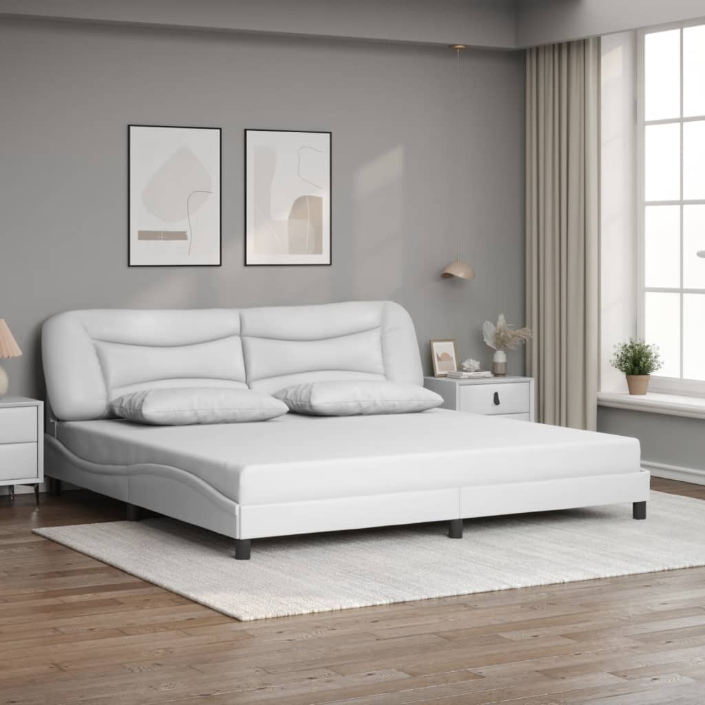 vidaXL Bedframe met LED zonder matras "Hvar" wit 200x200 cm, foto 2