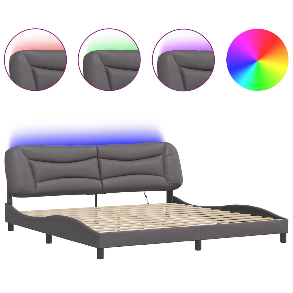 VidaXL Bedframe Met Led Zonder Matras "Hvar" Grijs 200x200 Cm