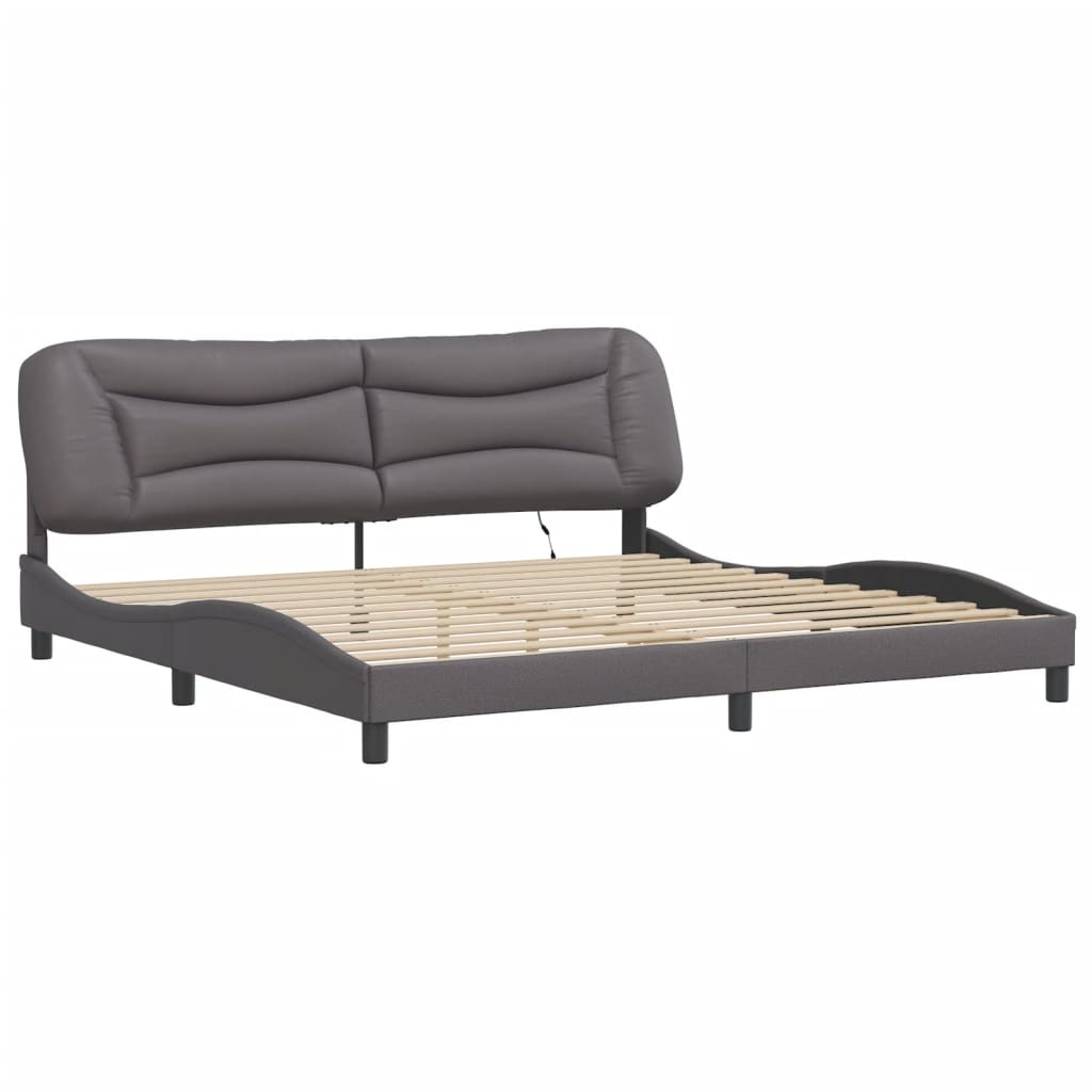 vidaXL Bedframe met LED zonder matras "Hvar" grijs 200x200 cm, foto 4
