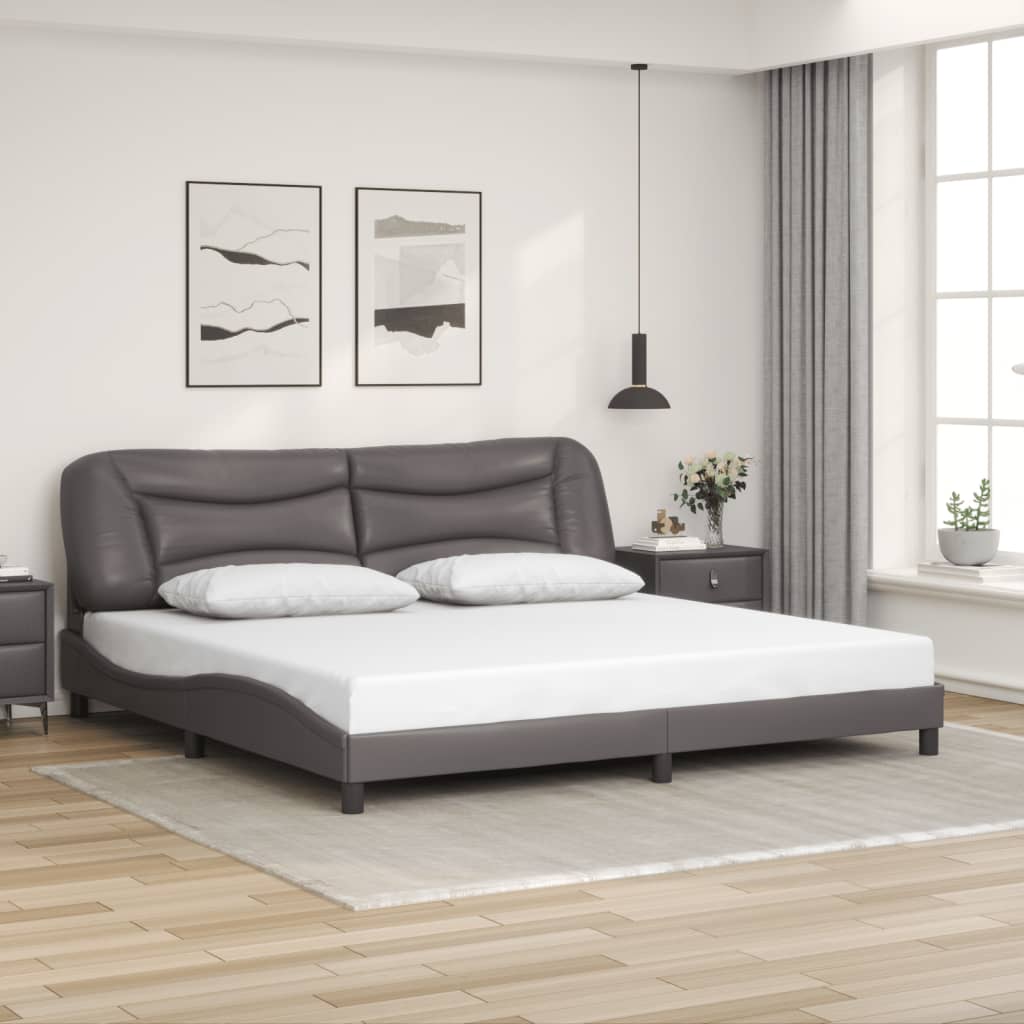 vidaXL Bedframe met LED zonder matras "Hvar" grijs 200x200 cm, foto 2