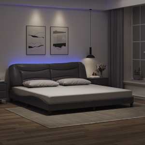 Rám postele s LED bez matrace Hvar šedý 200 x 200 cm - obrázek 1