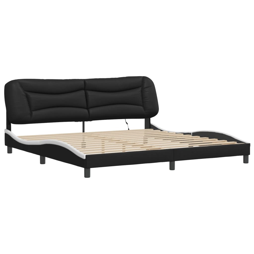 vidaXL Bedframe met LED zonder matras "Hvar" zwart en wit 200x200 cm, foto 4