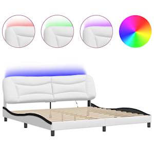 Rám postele s LED bez matrace Hvar bílý a černý 200x200 cm - obrázek 2