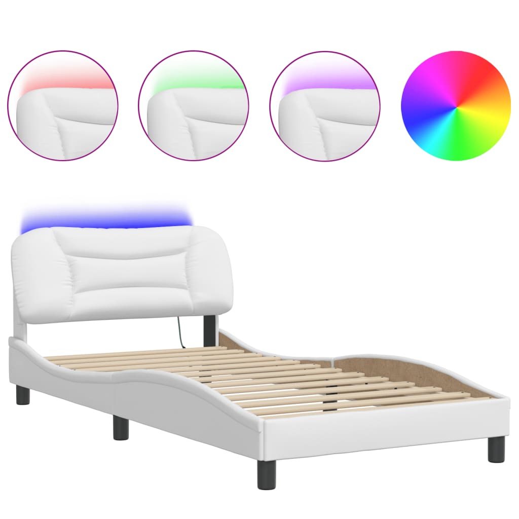 Bedframe met LED zonder matras "Hvar" wit 100x203 cm - Afbeelding 2