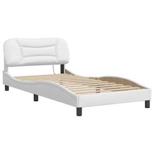 vidaXL Bedframe met LED zonder matras "Hvar" wit 100x203 cm