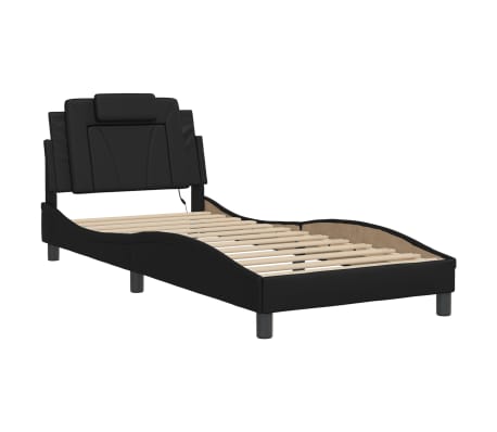 vidaXL Bettgestell "Viana" mit LED ohne Matratze Schwarz 80x200 cm