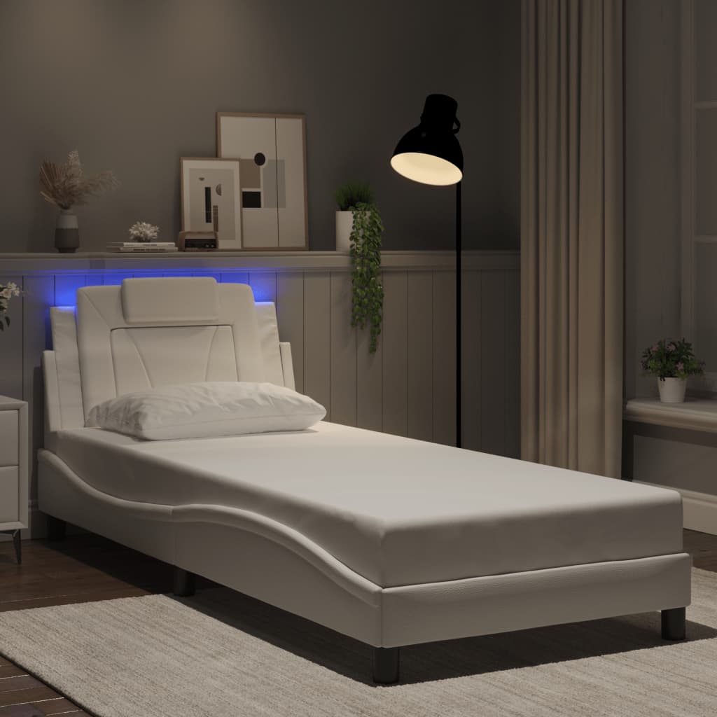 vidaXL sengeramme Viana med LED uden madras 80x200 cm hvid