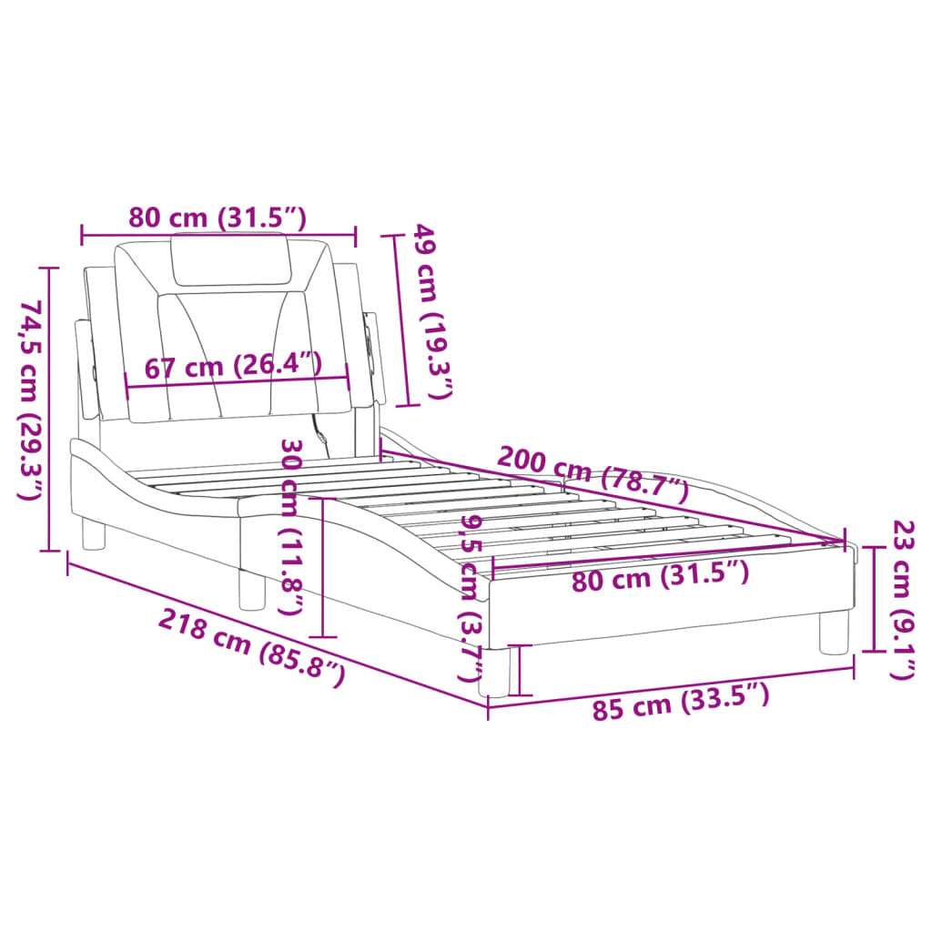Rám postele Viana s LED bez matrace černý a bílý 80x200 cm - obrázek 16