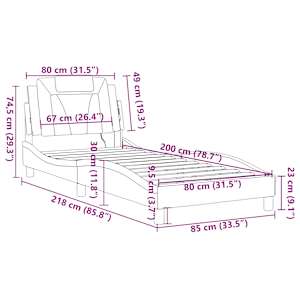 Rám postele Viana s LED bez matrace černý a bílý 80x200 cm - obrázek 16