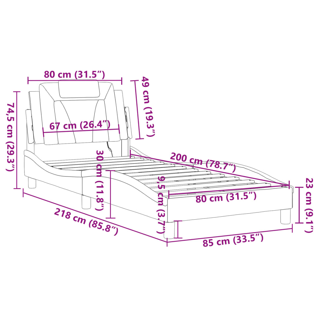 Rám postele Viana s LED bez matrace bílý a černý 80x200 cm - obrázek 17