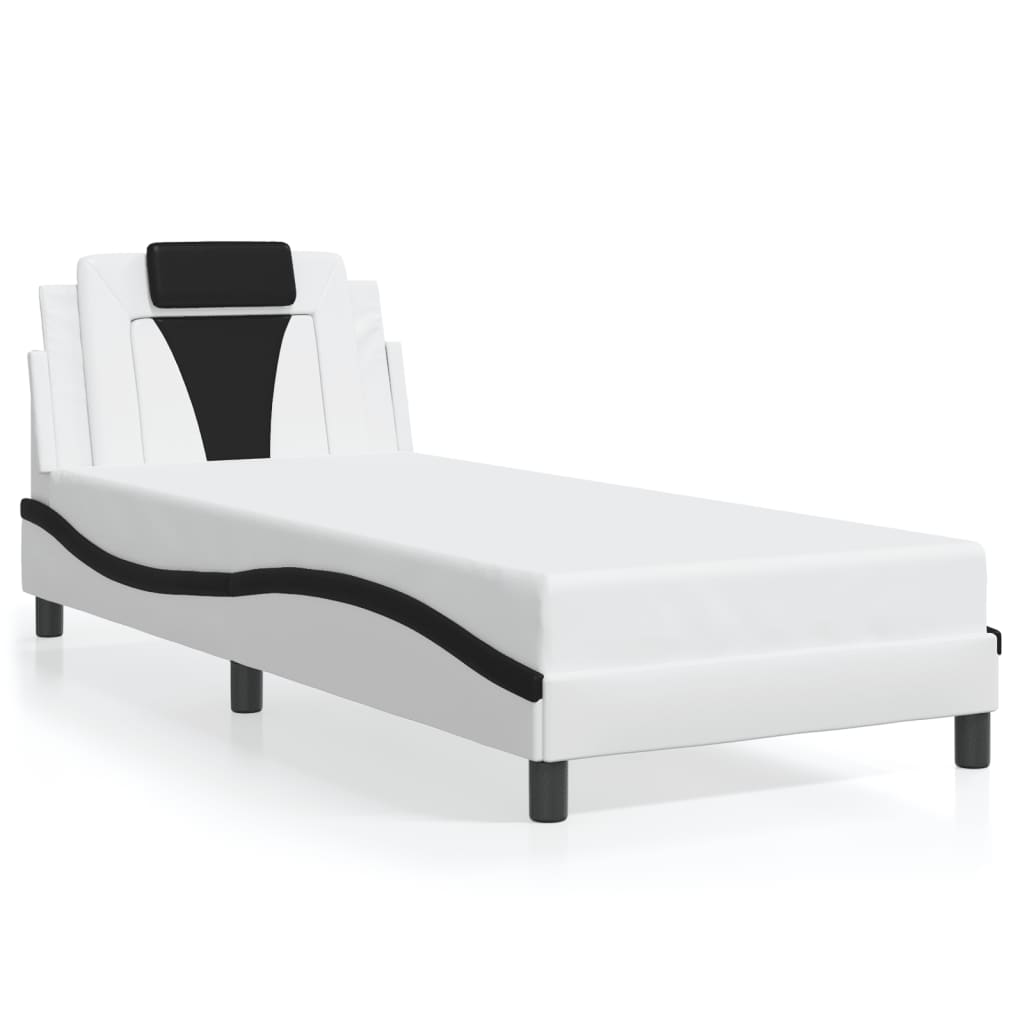Rám postele s LED osvětlením bílý a černý 80x200 cm umělá kůže