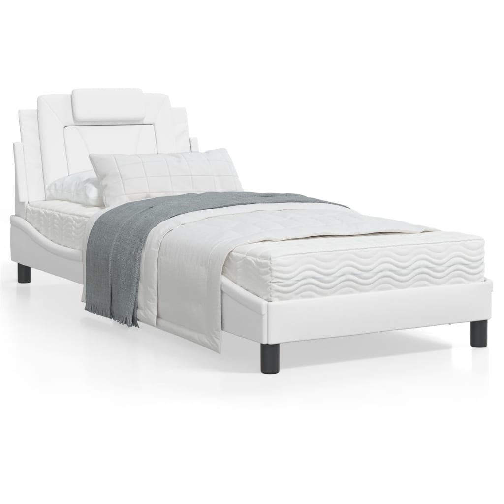 Rám postele s LED osvětlením bílý 90 x 190 cm umělá kůže