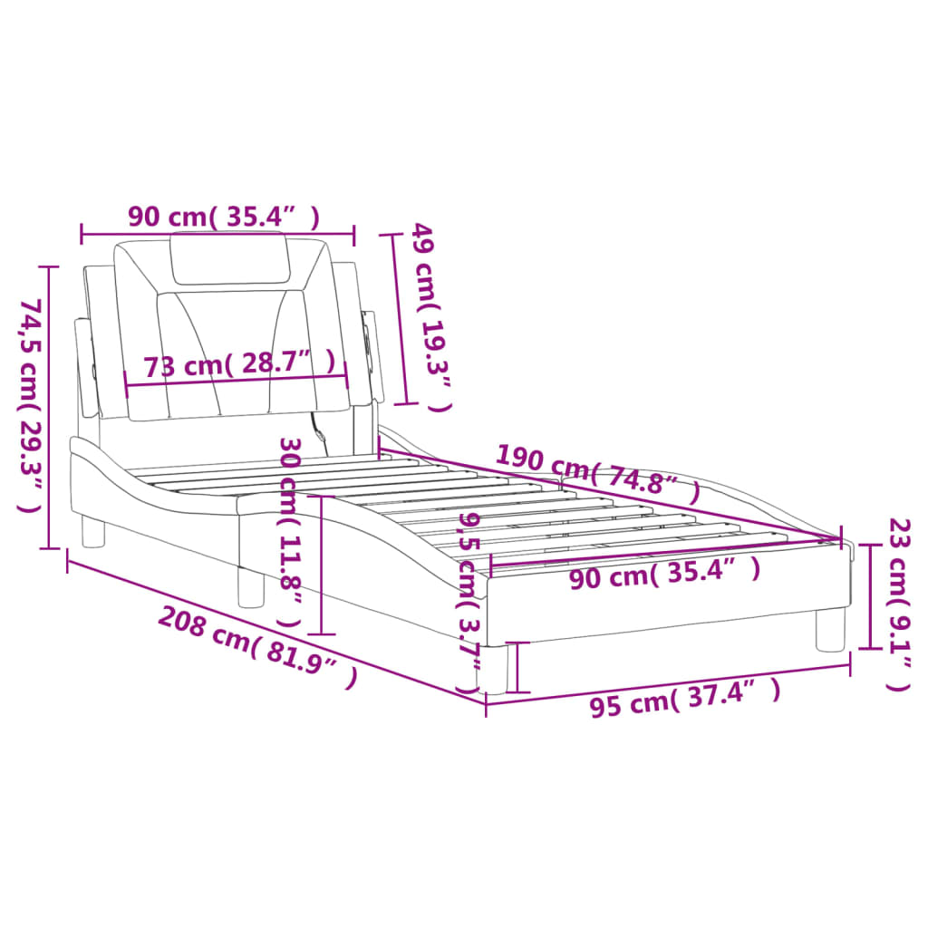 Rám postele Viana s LED bez matrace bílý a černý 90x190 cm - obrázek 17