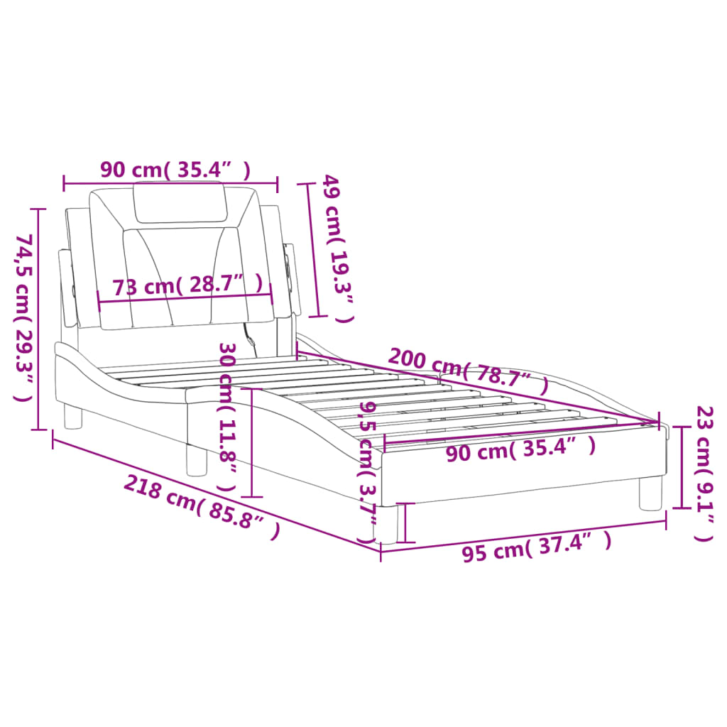 Rám postele Viana s LED bez matrace bílý a černý 90x200 cm - obrázek 17